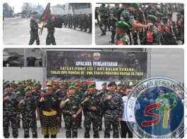 Danrem 031/WB Pimpin Upacara Pemberangkatan Satgas Yonif 131/BRS Pamtas RI-PNG Statis Prov Papua 2024